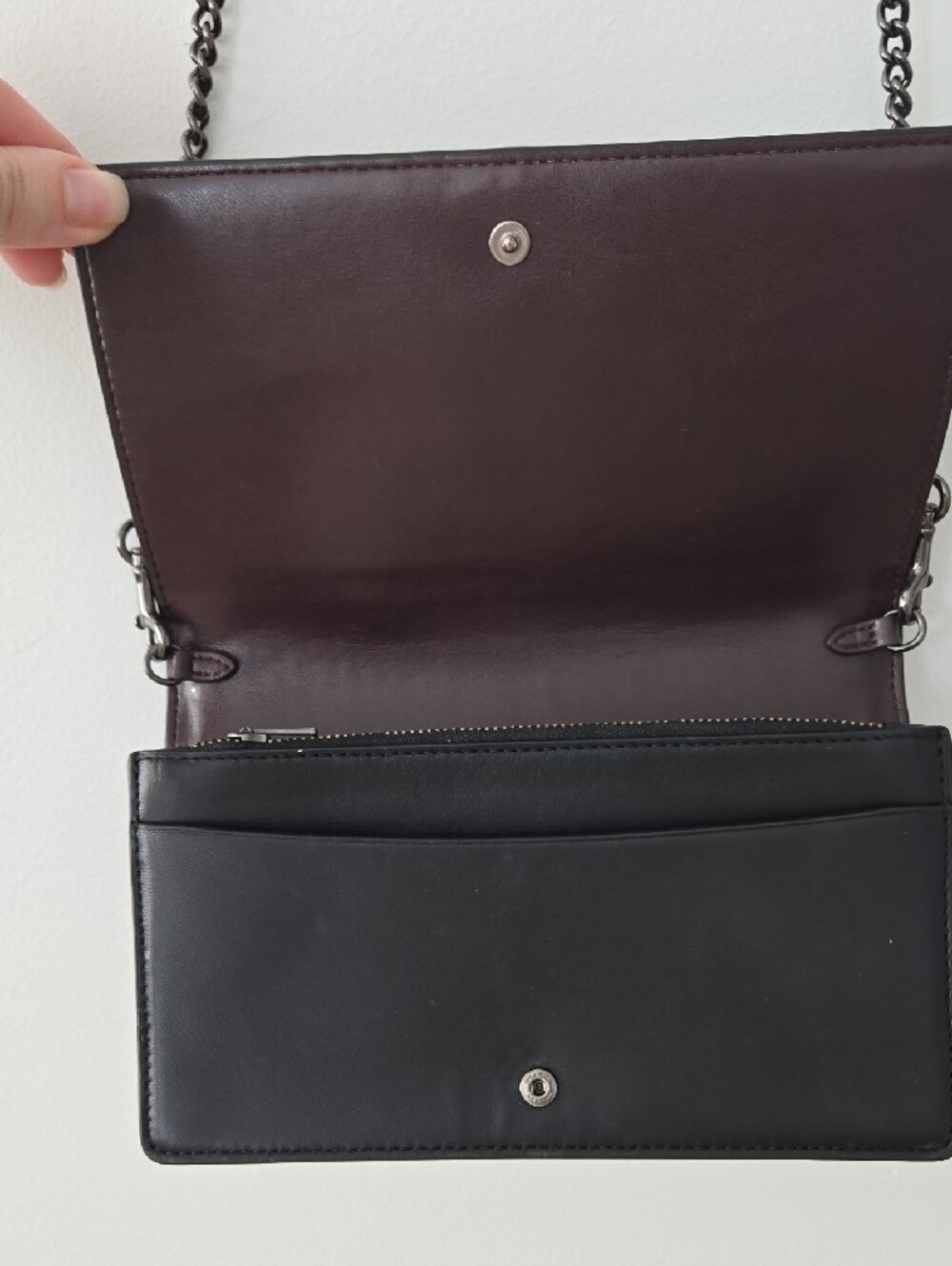 COACH Multicolor Ribbed Leather Crossbody — Black Trim with Pastel Stripe Panel - Picture 6 of 10